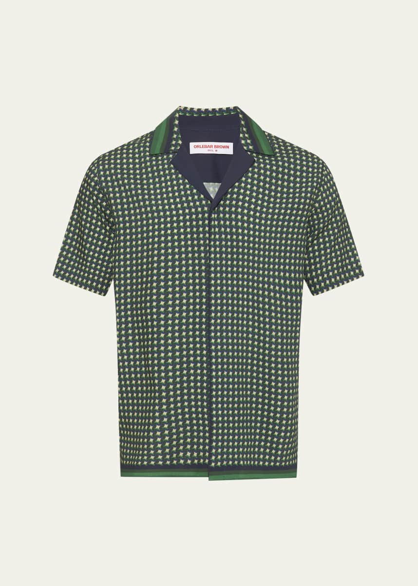 Orlebar Brown Men's Geo-Print Camp Shirt