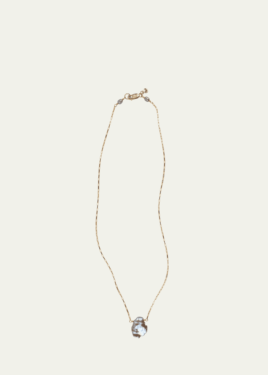 Presley Oldham Flake Necklace with Pearl Pendant, 18"L