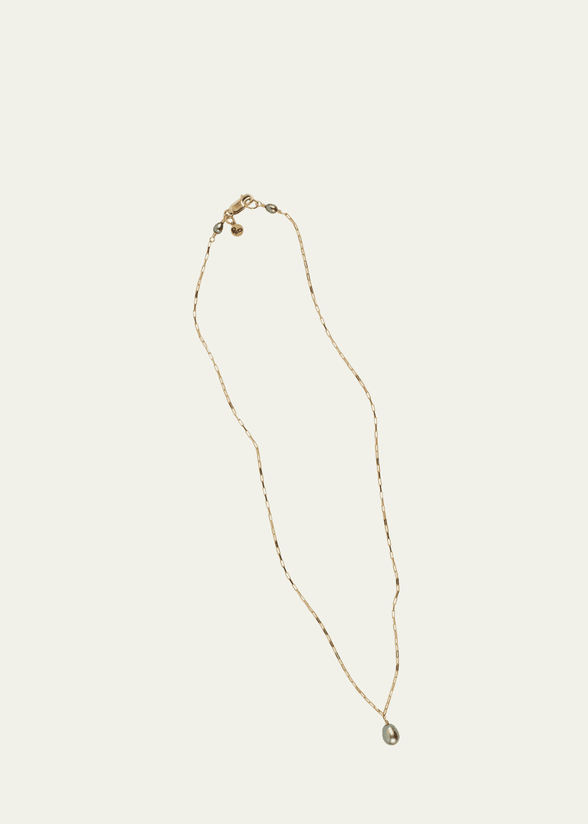Presley Oldham Sprout Necklace with Pearl Drop, 17"L