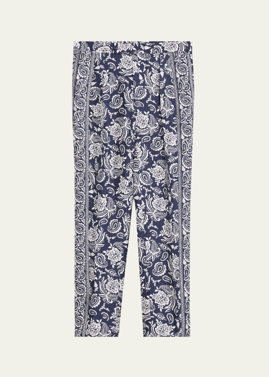 Ralph Lauren Purple Label Men's Hand-Tailored Paisley Silk Trousers