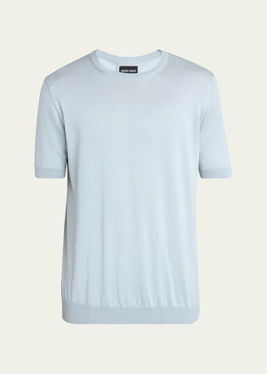 Giorgio Armani Men's Silk and Cotton Short-Sleeve Crewneck Sweater