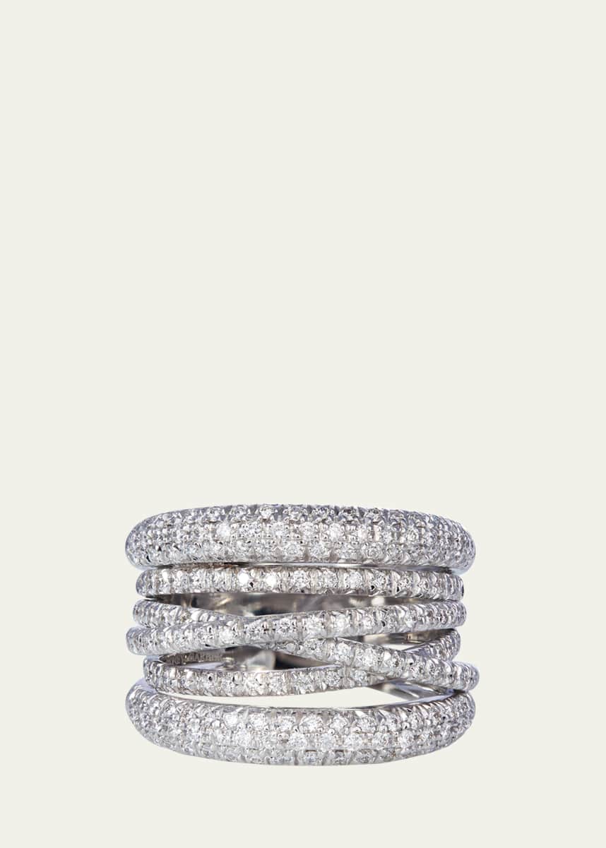 Sidney Garber 18K White Gold Diamond Scribble Band Ring