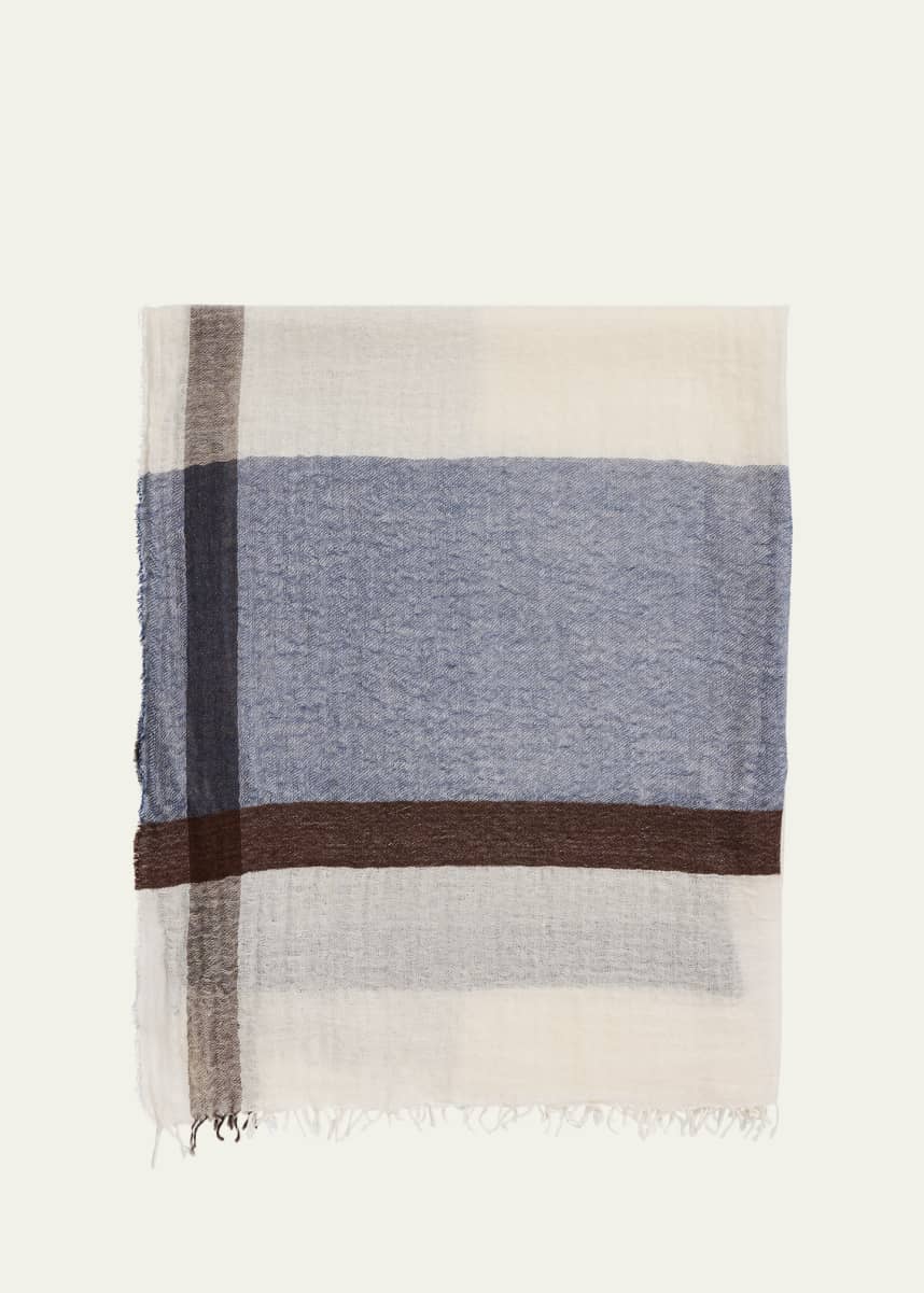 Begg x Co Men's Cashmere and Silk Check Scarf