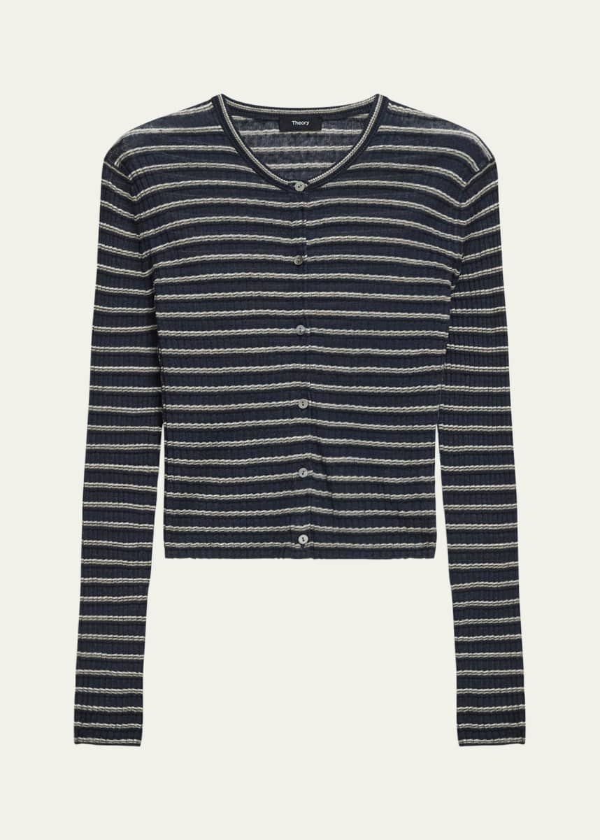 Theory Stripe Cropped Cardigan