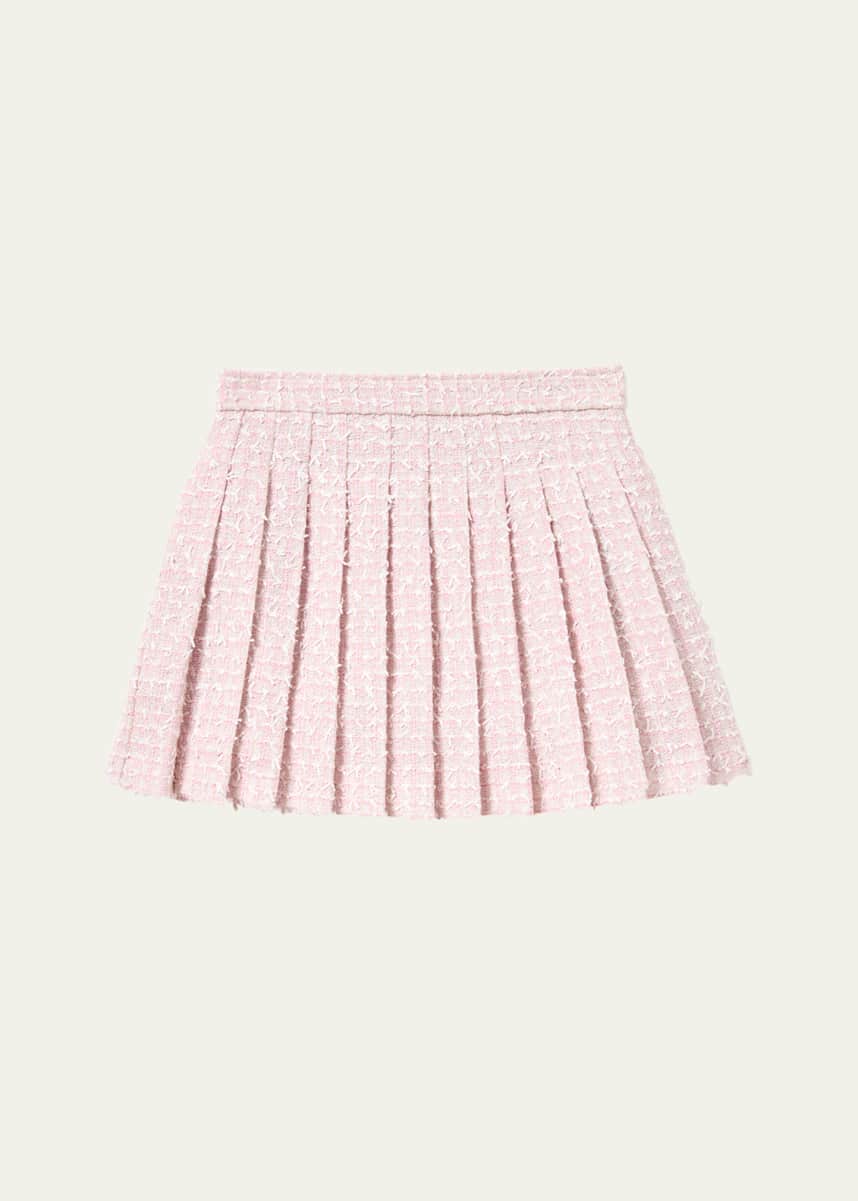 Self-Portrait Girl's Bow Boucle Mini Skirt