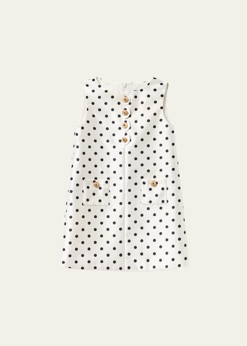 Self-Portrait Girl's Polka Dot Taffeta Dress, Size 3T-12