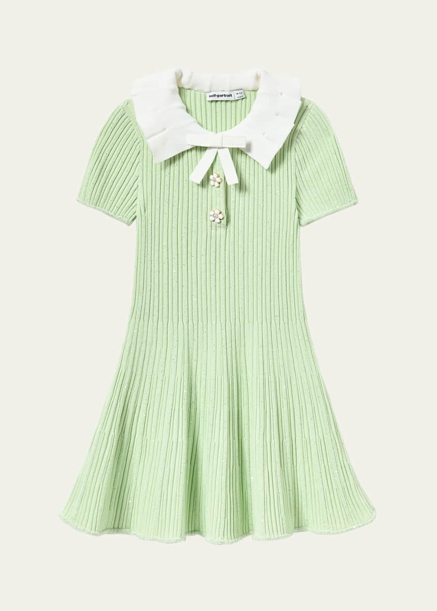 Self-Portrait Girl's Ribbed Knit Dress, Size 3T-12