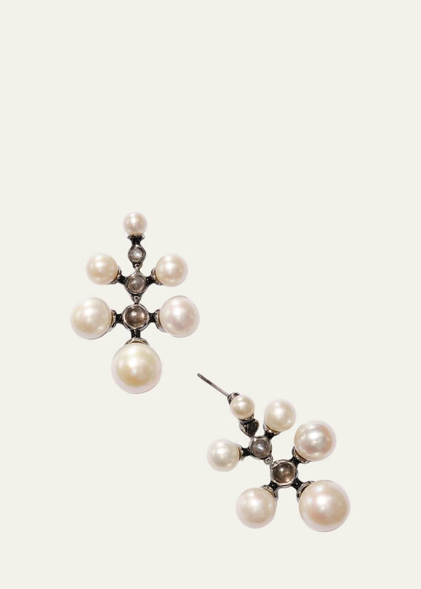 NAKARD Radiant Earrings with Pearls, Black Moonstone and Enamel