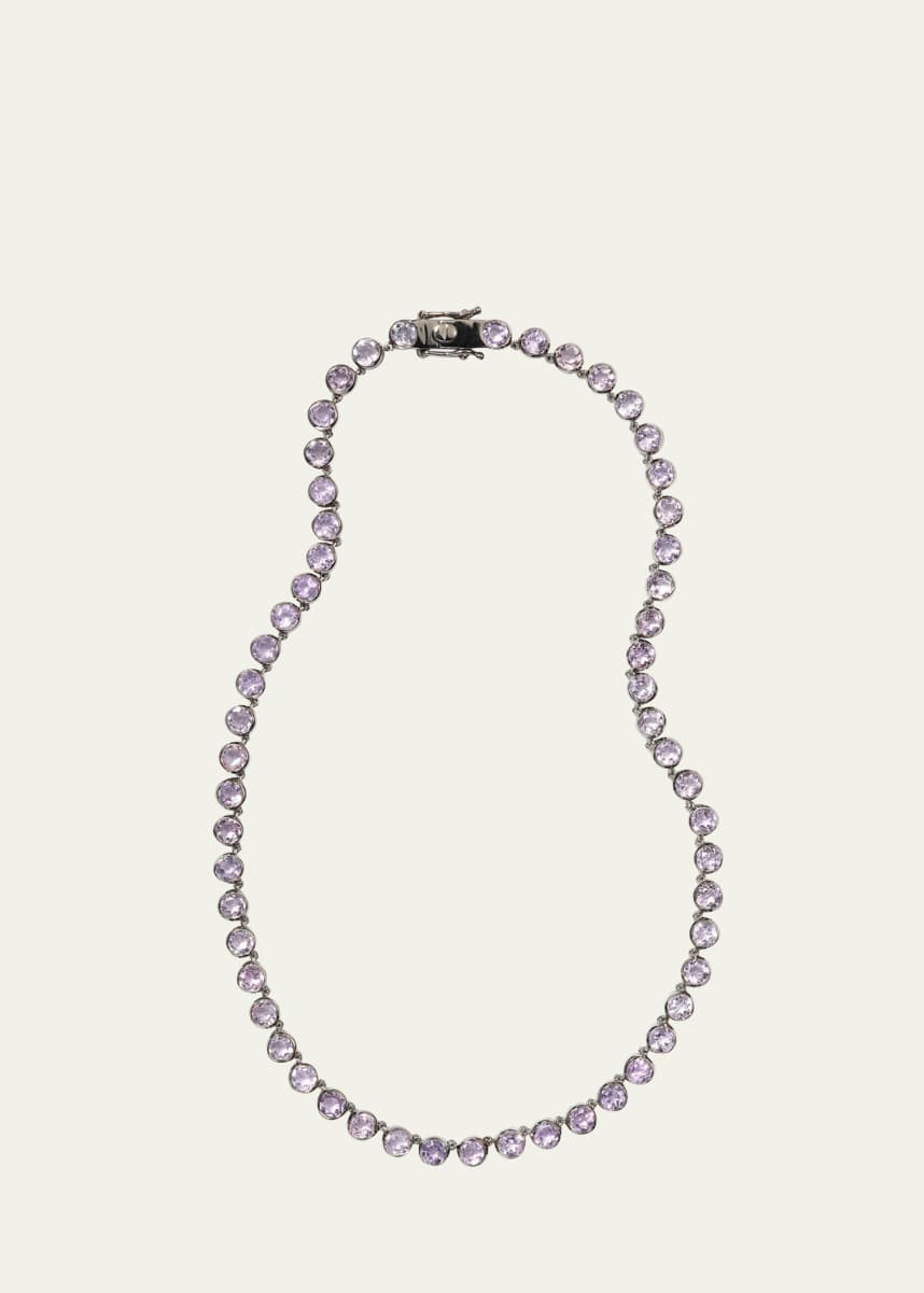 NAKARD Sterling Silver Riviere Brilliant Necklace with Rose of France and Black Rhodium