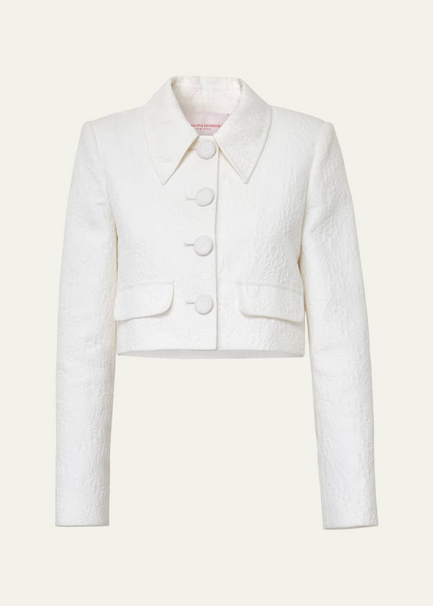 Carolina Herrera Floral Brocade Crop Jacket