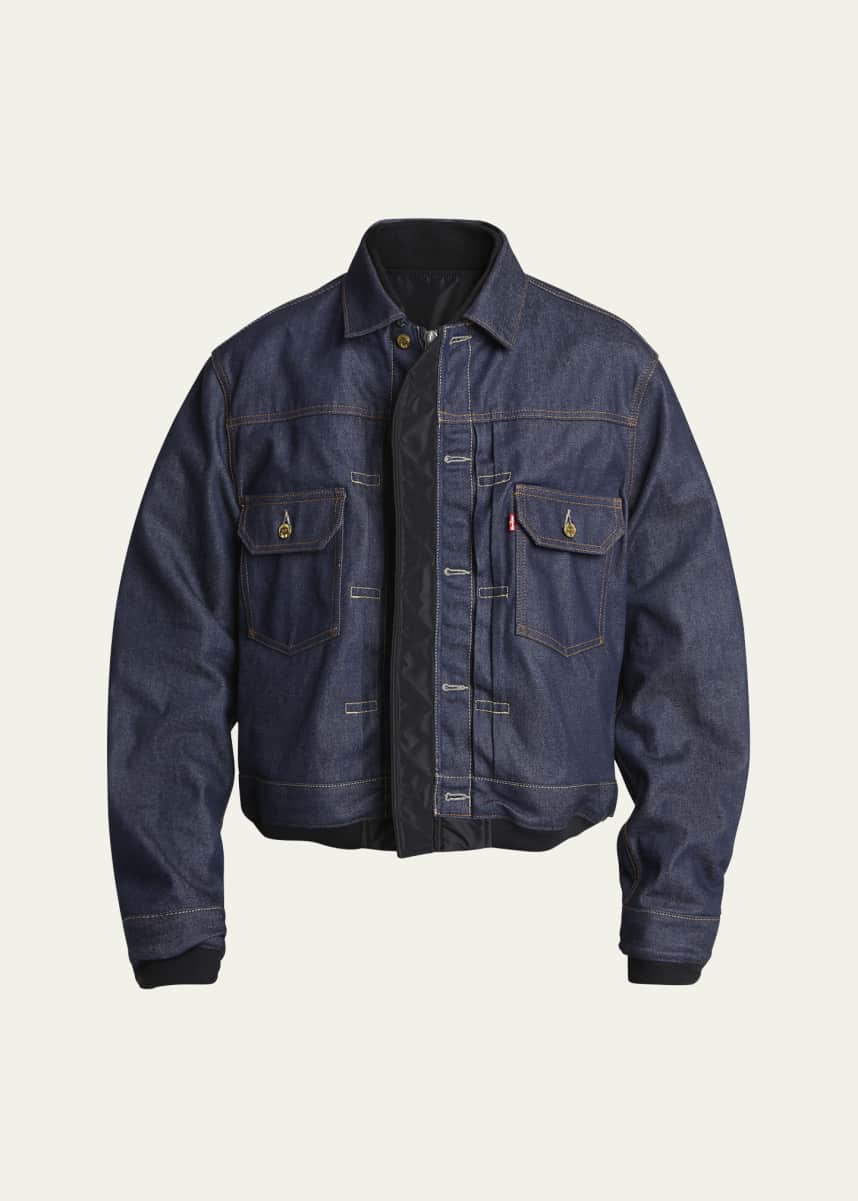 SACAI Men's Reversible Matelasse Denim Jacket