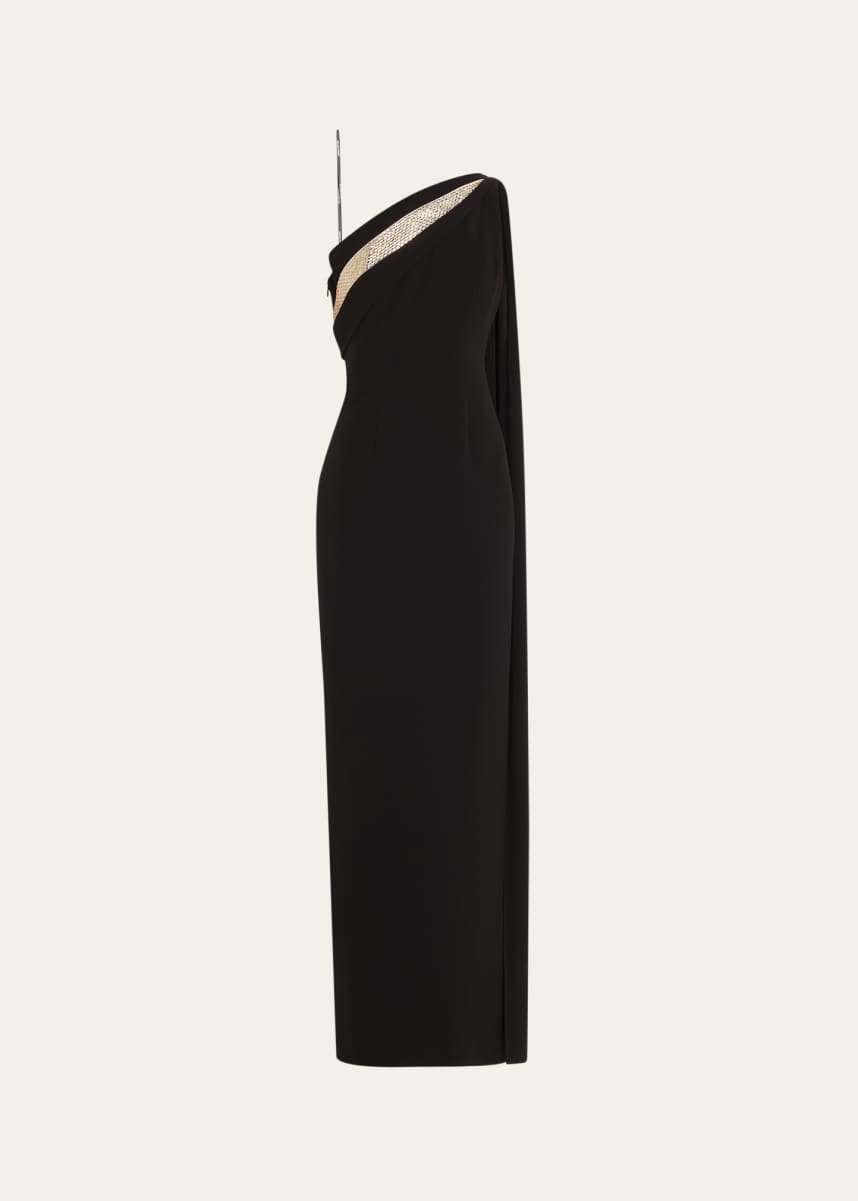 Roland Mouret One-Shoulder Diamante Column Gown