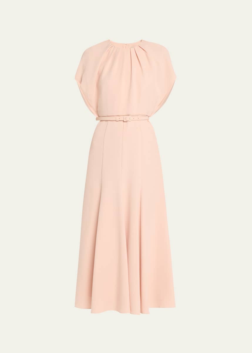 Roland Mouret Gathered Neck Light Cady Belted Dress