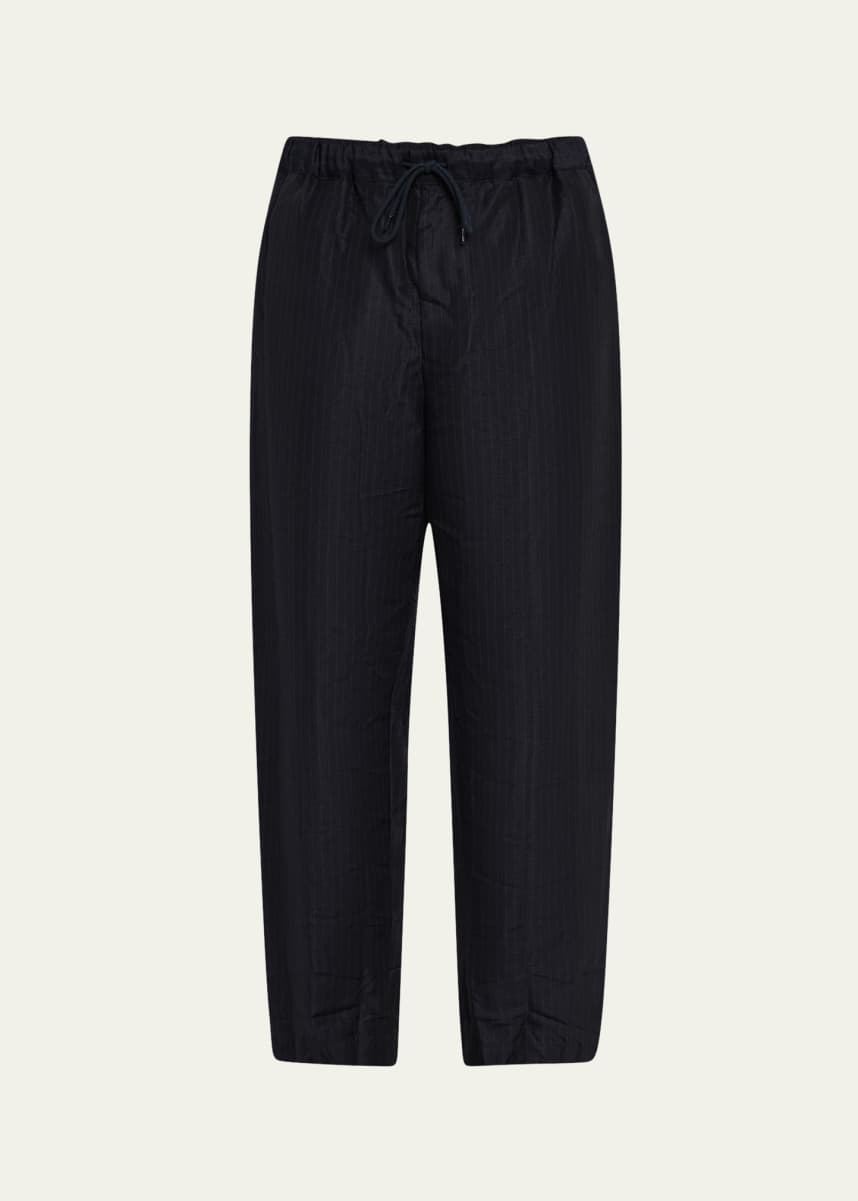 CDG HOMME Men's Crinkle Pinstripe Drawstring Pants