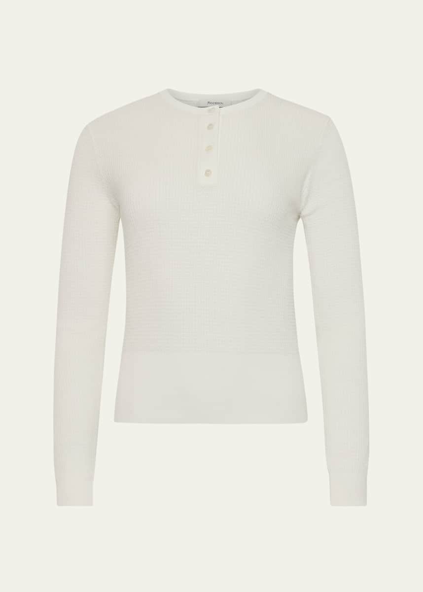 JW Anderson Waffle Henley Long Sleeve Top