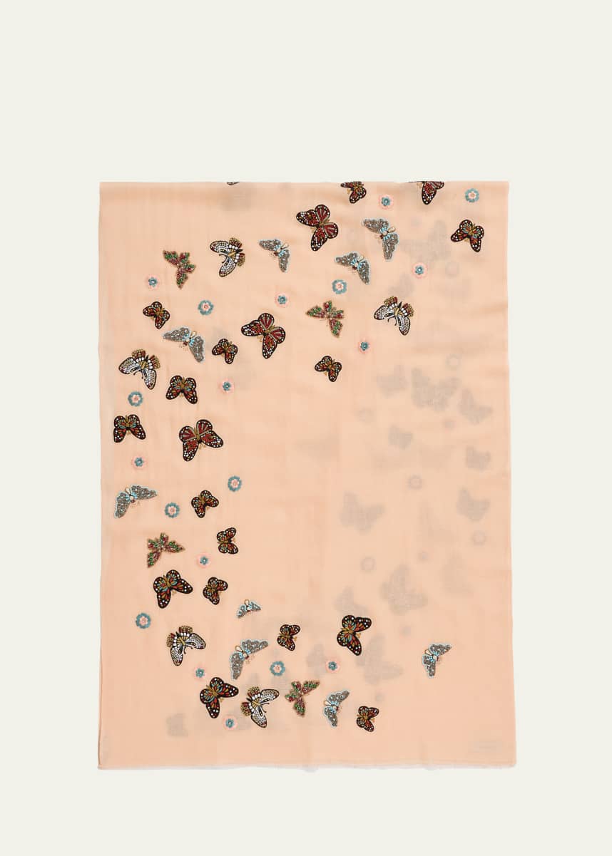 Janavi India Fluttering Butterflies Cashmere Scarf
