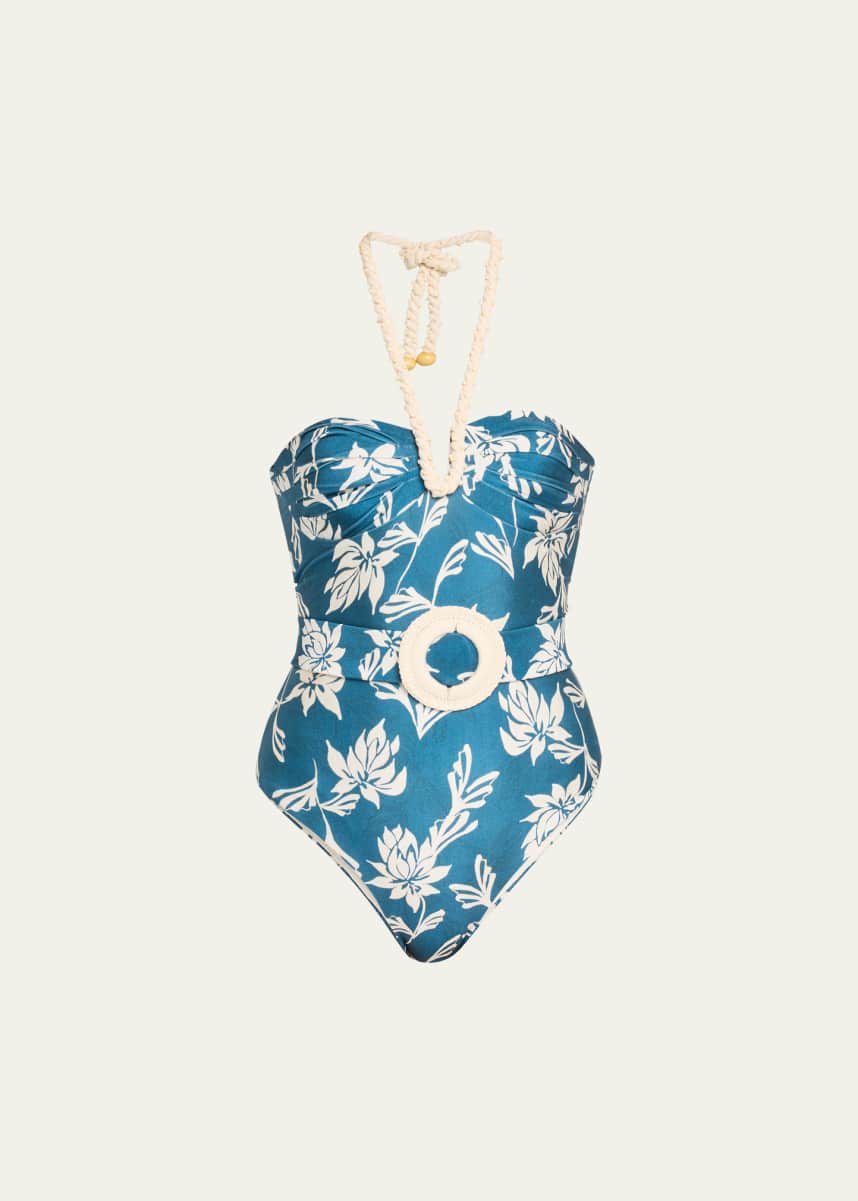 PatBO Artichoke Halter One-Piece Swimsuit