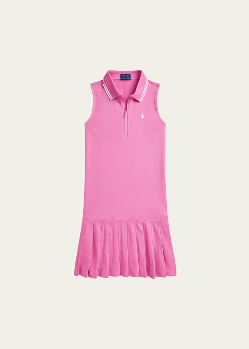 Ralph Lauren Childrenswear Girl's Pleated Mesh Polo Dress, Size S-XL