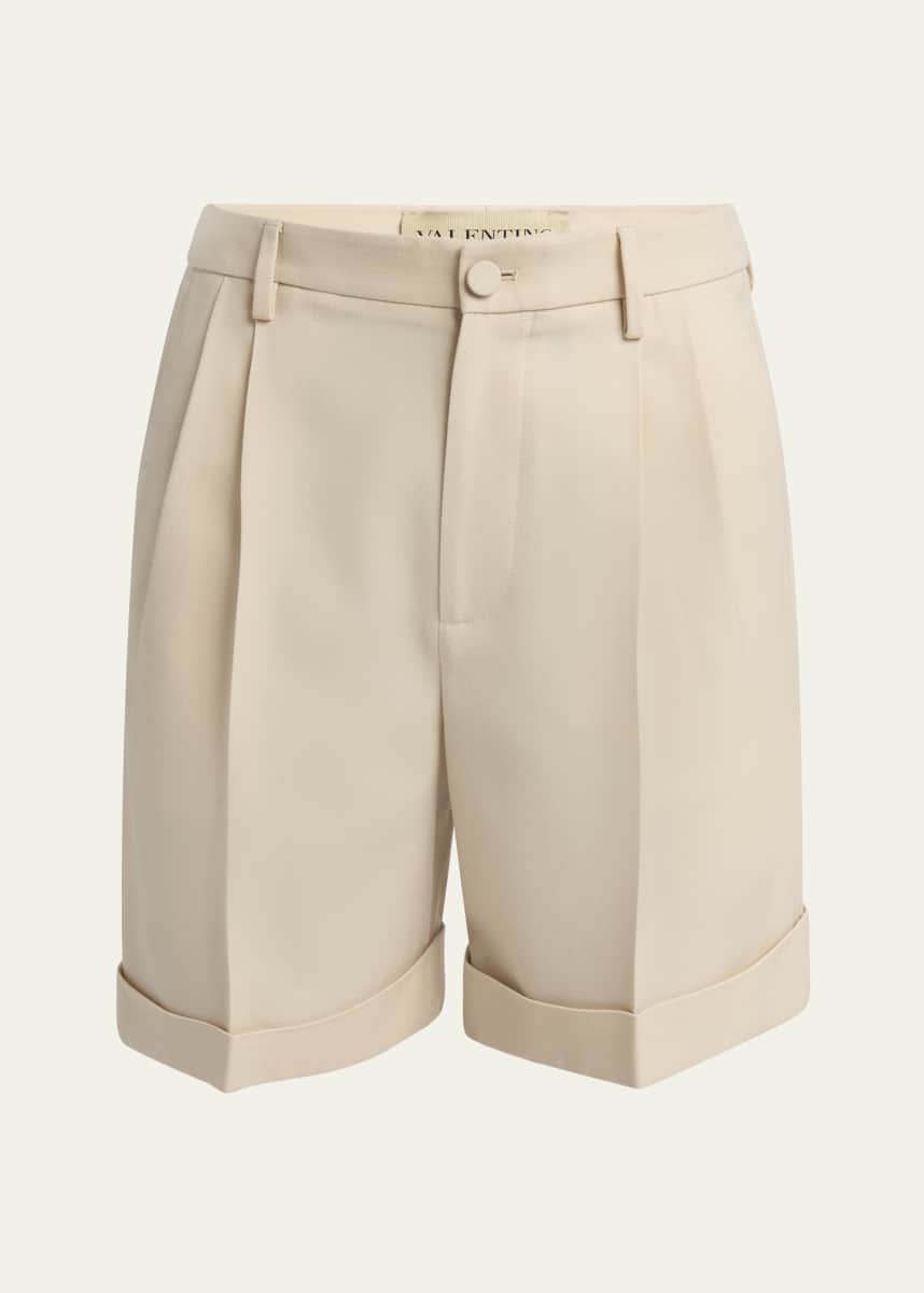 Valentino Garavani Men's Gabardine Pleated Bermuda Shorts