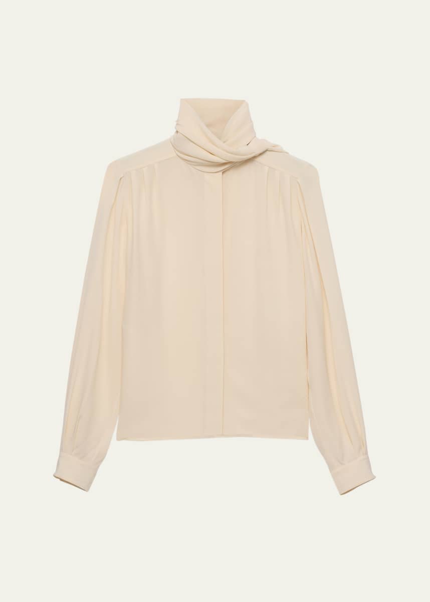 Prada Marocaine Button Down Silk Top with Scarf