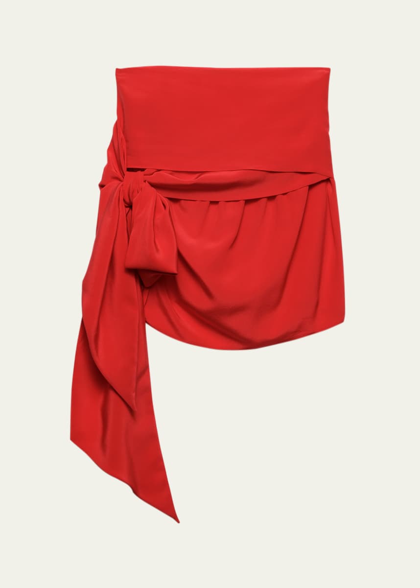 Prada Crepe De Chine Wrap Mini Skirt
