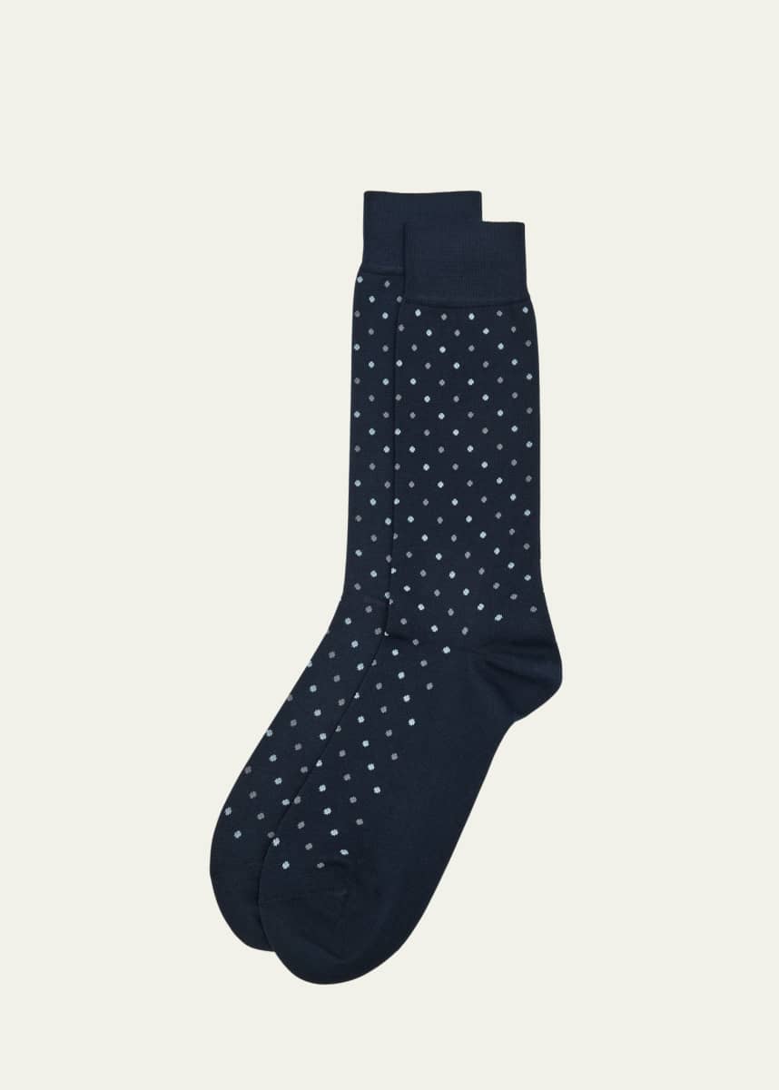 Pantherella Men's Needham Polka Dot Crew Socks