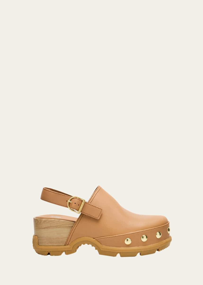 Sorel Roman Leather Slingback Platform Clogs