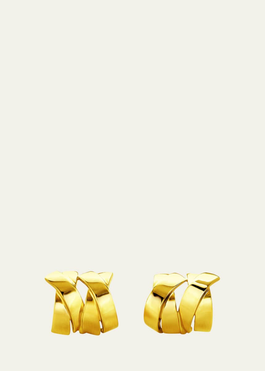 Verdura 18K Yellow Gold Double X Clip On Earrings