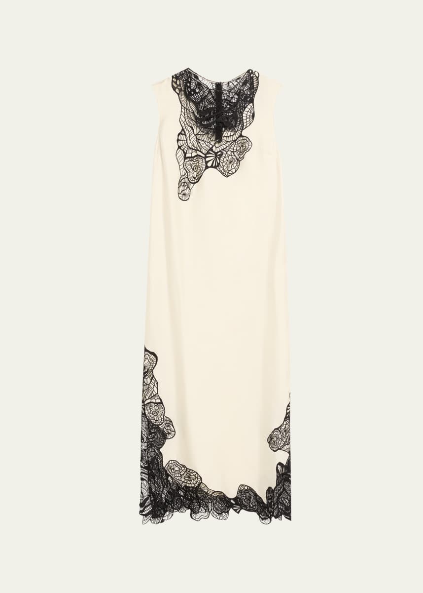 Loulou De Saison Uma Sleeveless Lace-Embellished Maxi Dress