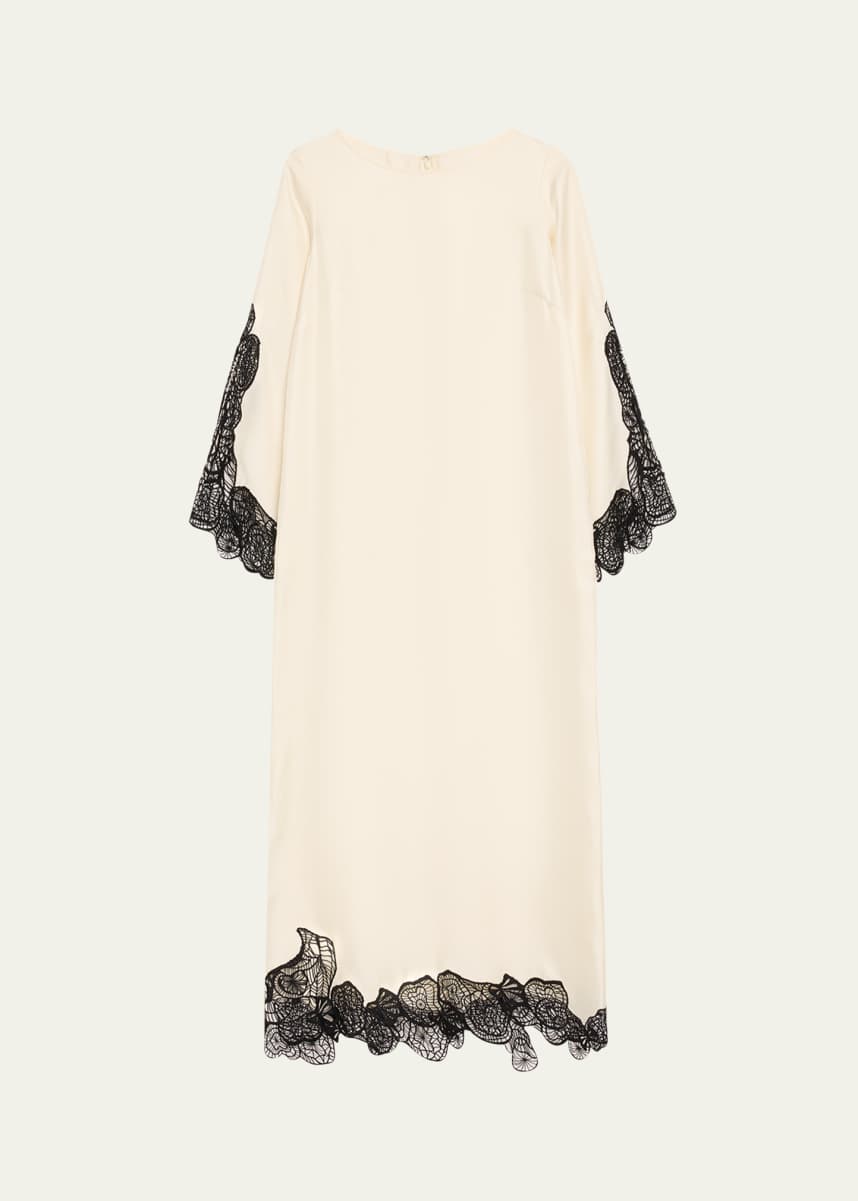 Loulou De Saison Soto Lace Trim Silk-Blend Dress