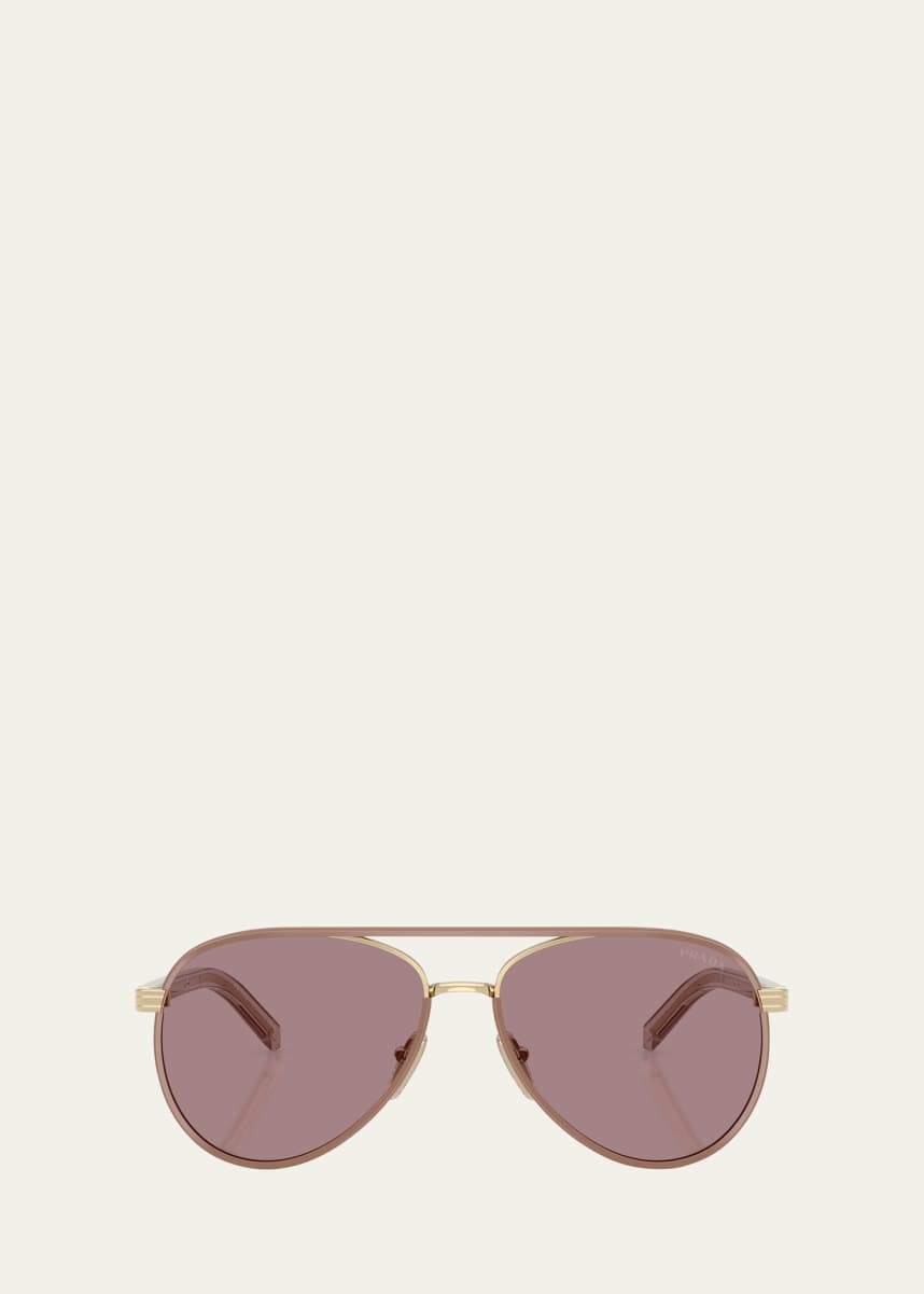 Prada 0PR B57S Steel Aviator Sunglasses