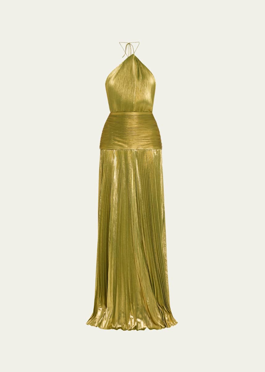 Retrofete Thalia Metallic Halter Gown