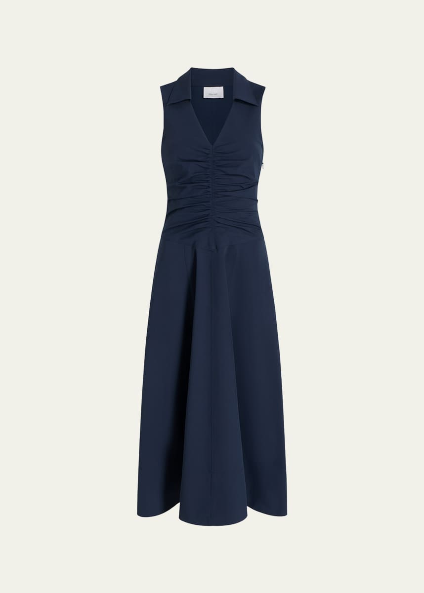 Cinq a Sept Kilda Ruched V-Neck Midi Dress