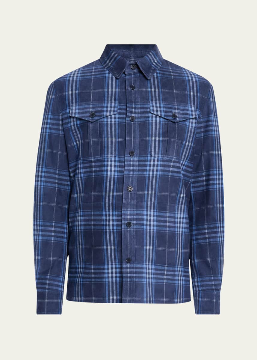 Ralph Lauren Purple Label Men's Barron Printed Suede Overshirt