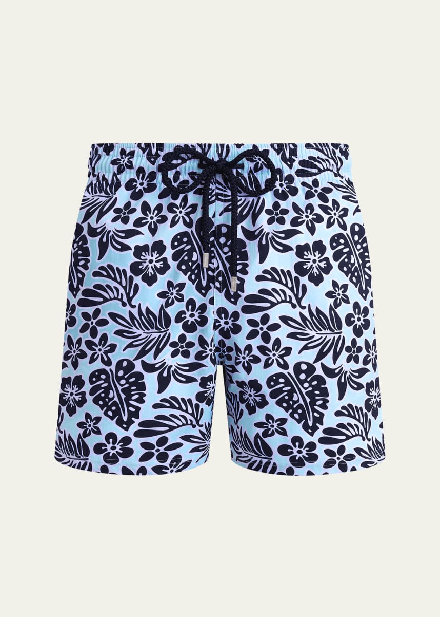 Vilebrequin Men's Leaf-Print Swim Shorts