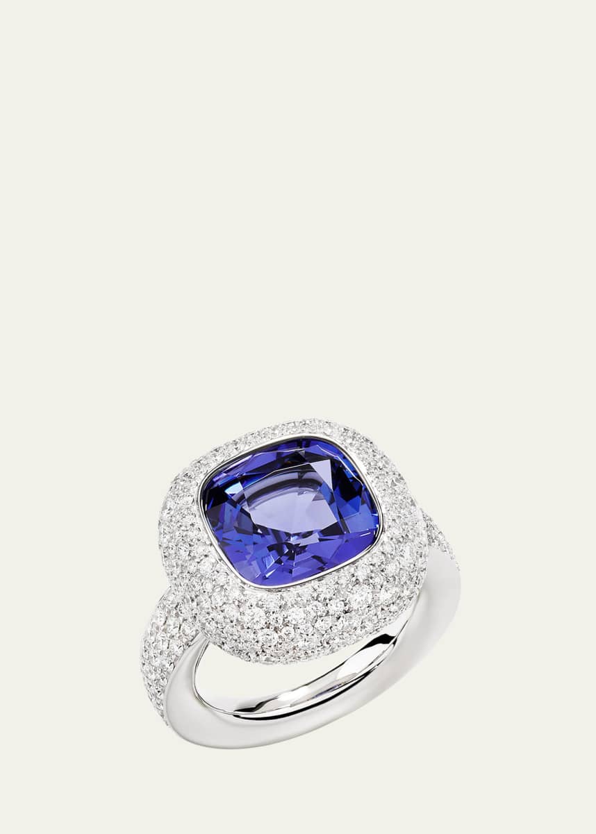 Pomellato Nudo 18K White Gold Diamond and Tanzanite Ring