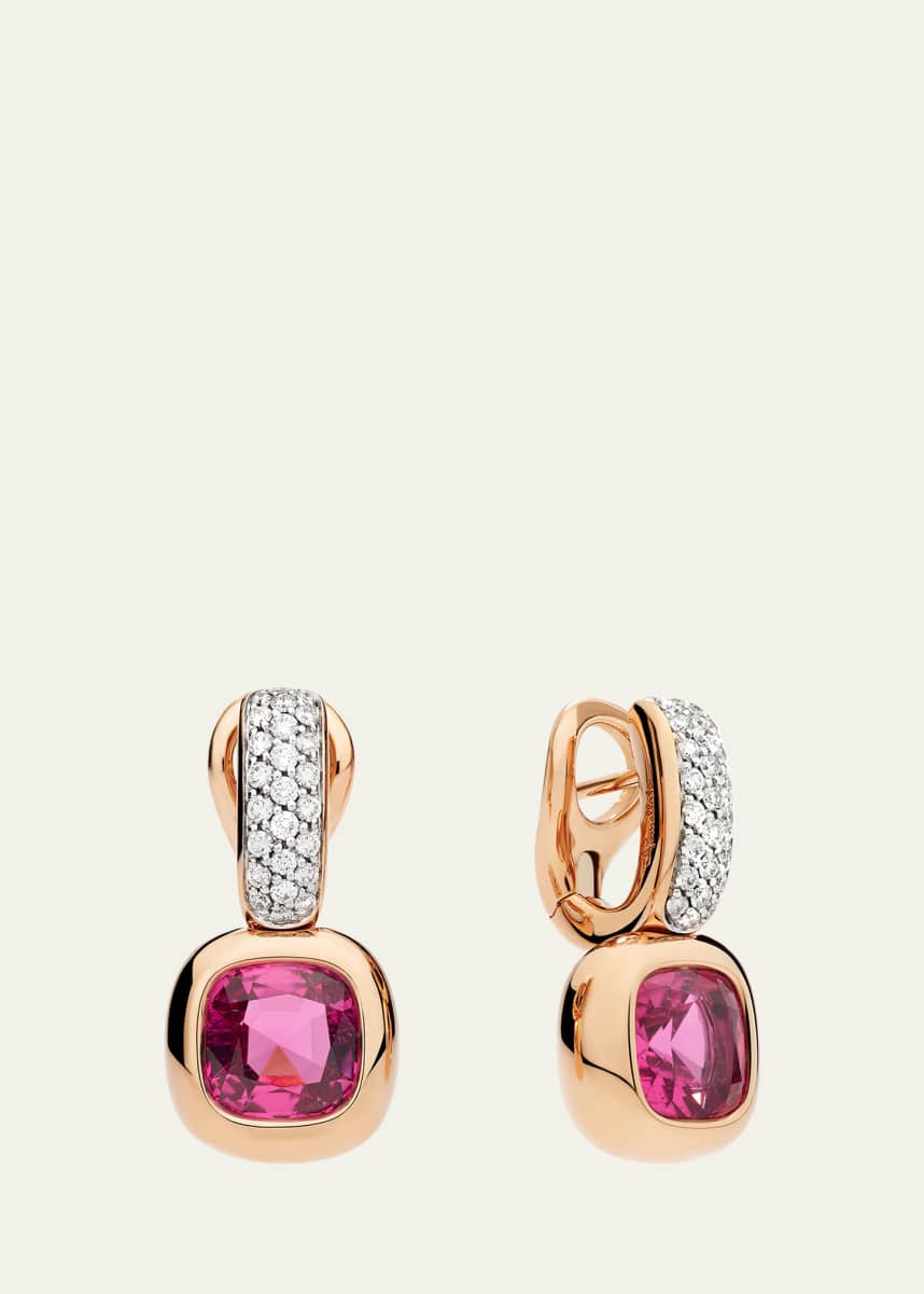 Pomellato Nudo 18K Diamond and Rubellite Drop Earrings