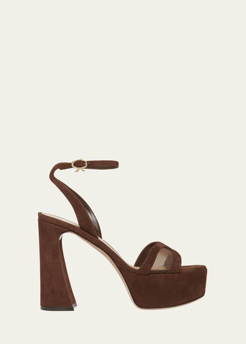 Gianvito Rossi Suede Mesh Platform Sandals
