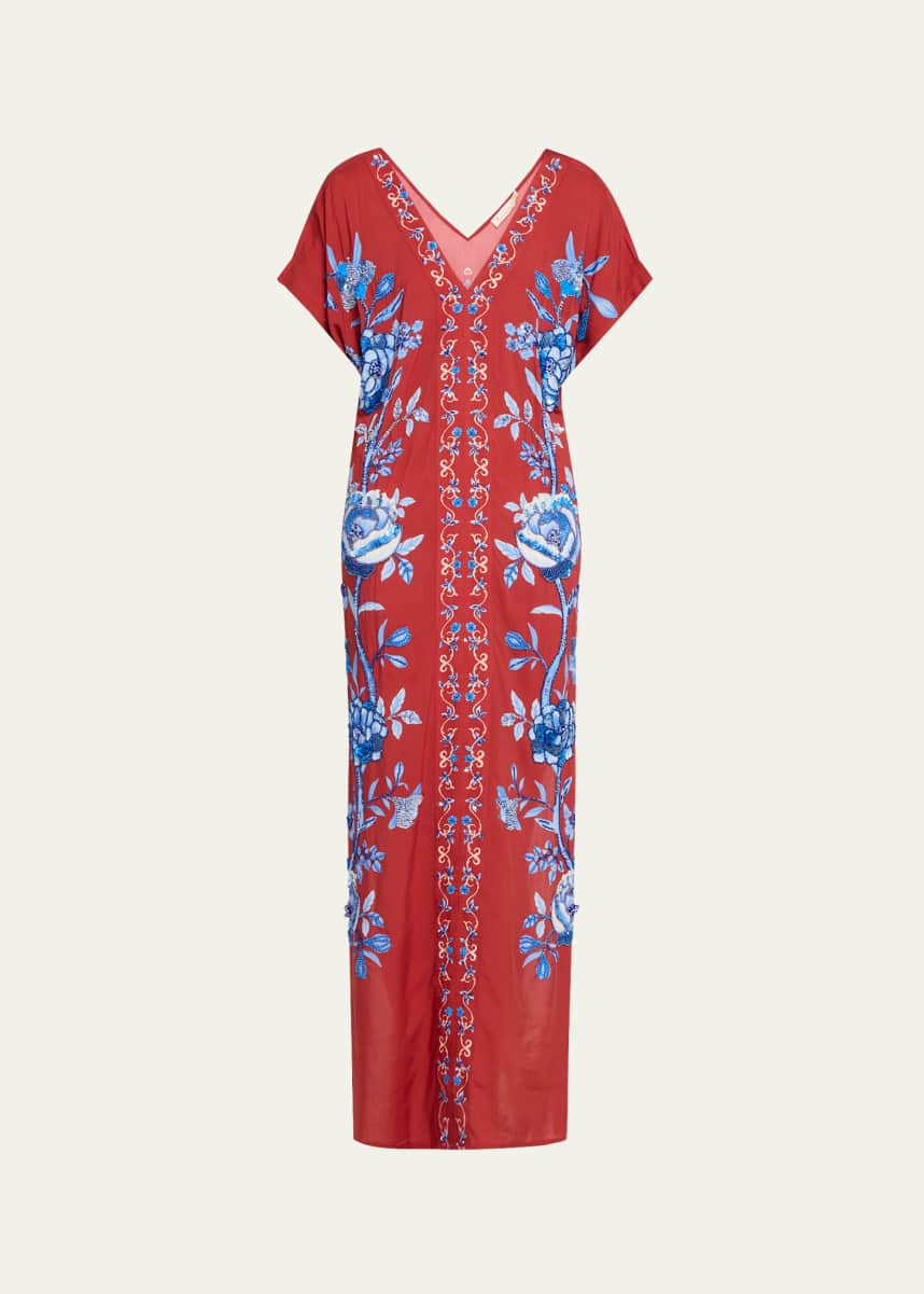 Verandah Rust Floral Draped Dress