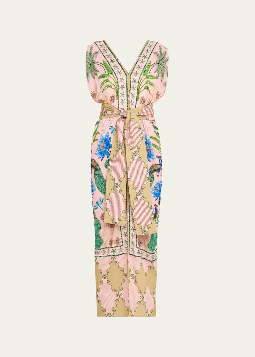 Verandah Hand-Beaded Ocean Kaftan Dress
