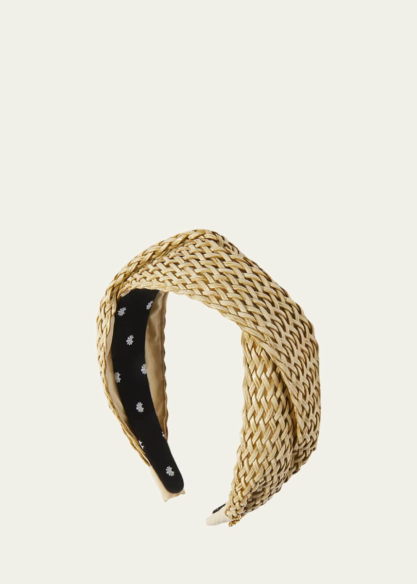 Lele Sadoughi Marlene Rattan Turban Headband