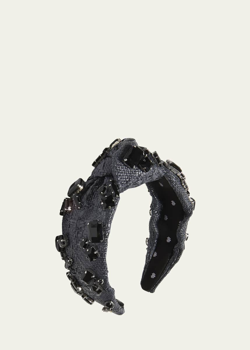 Lele Sadoughi Knotted Embellished Raffia Headband