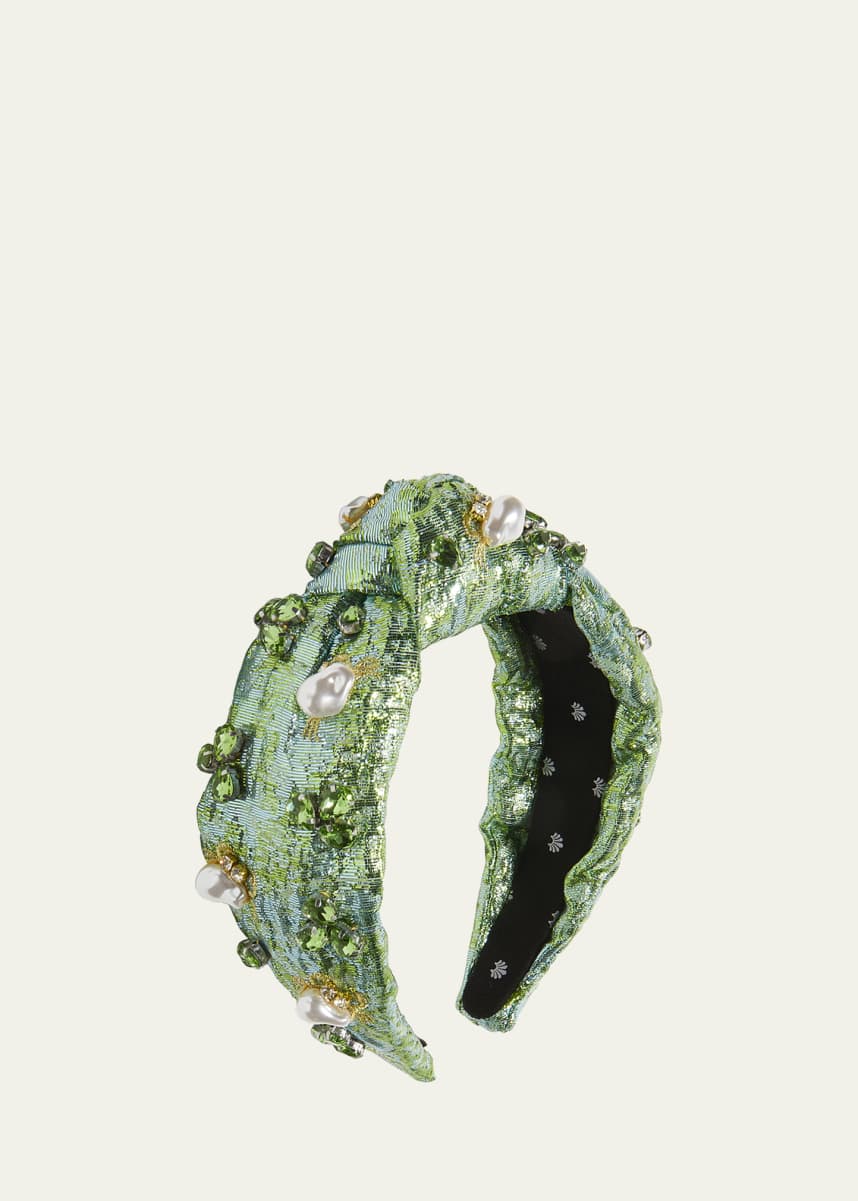 Lele Sadoughi Marina Knotted Jacquard Embellished Headband