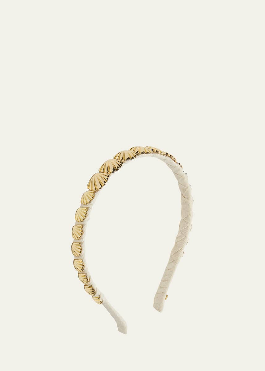 Lele Sadoughi Golden Shell Wrapped Slim Headband