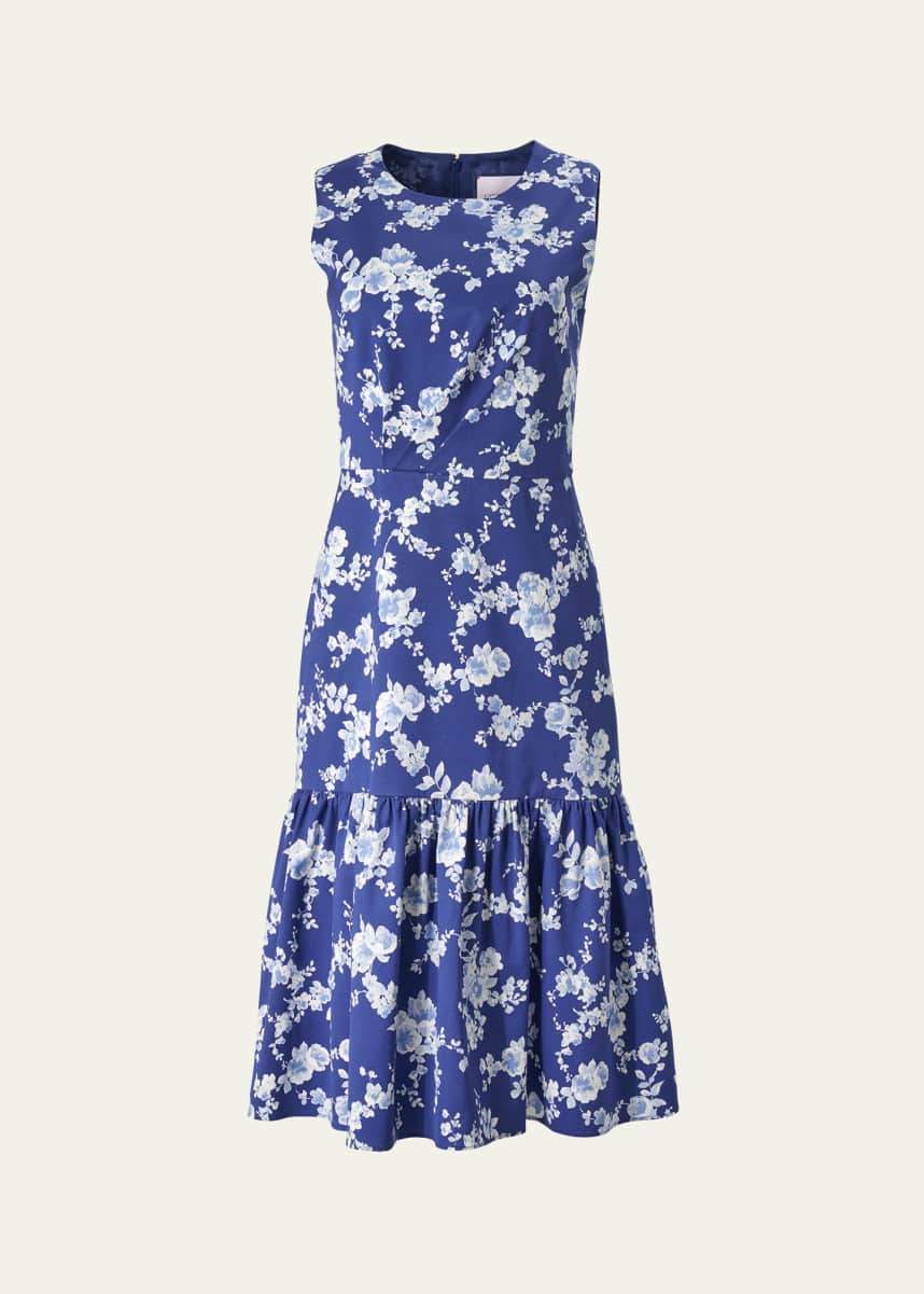 Carolina Herrera Sleeveless Floral Ruffle Dress