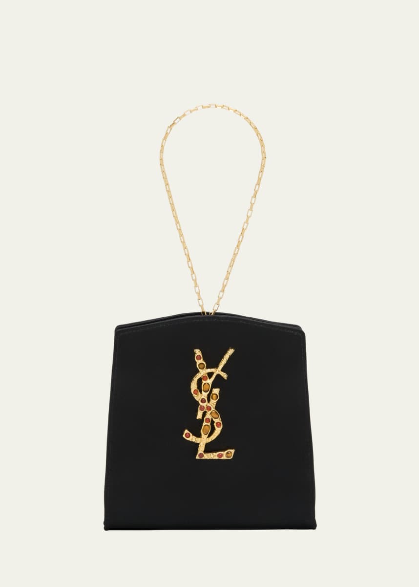Saint Laurent Mini YSL Evening Wristlet in Satin