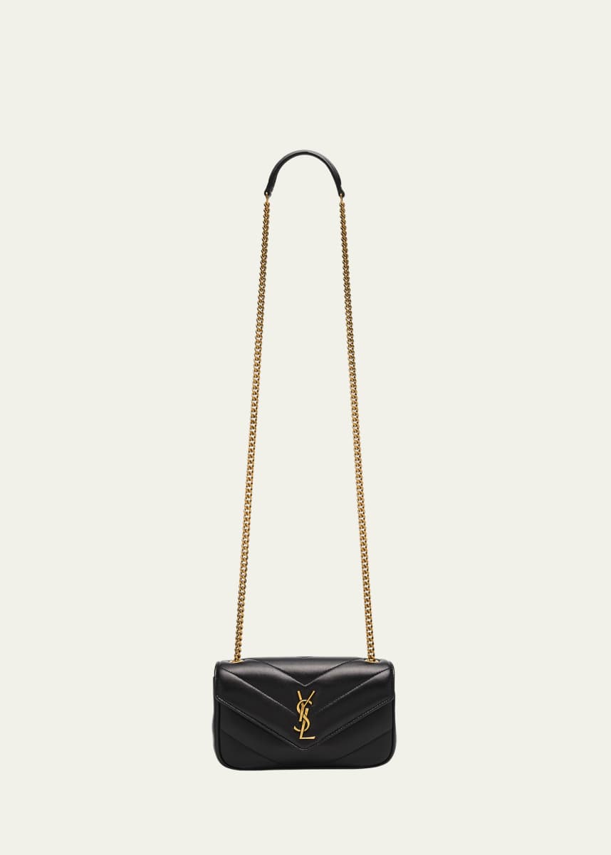 Saint Laurent Loulou Mini YSL Chain Crossbody Bag in Quilted Leather