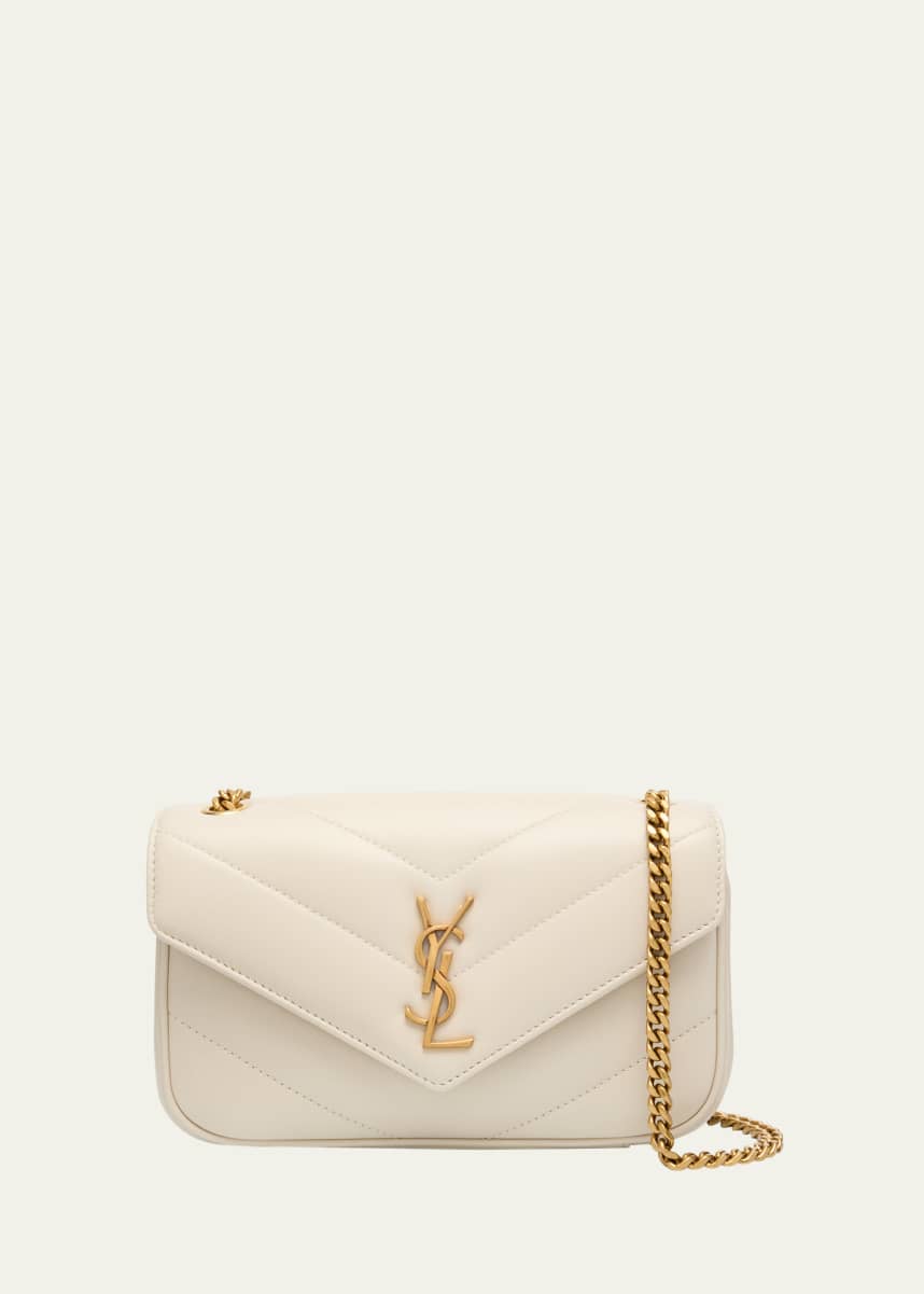 Saint Laurent Loulou Mini YSL Chain Crossbody Bag in Quilted Leather