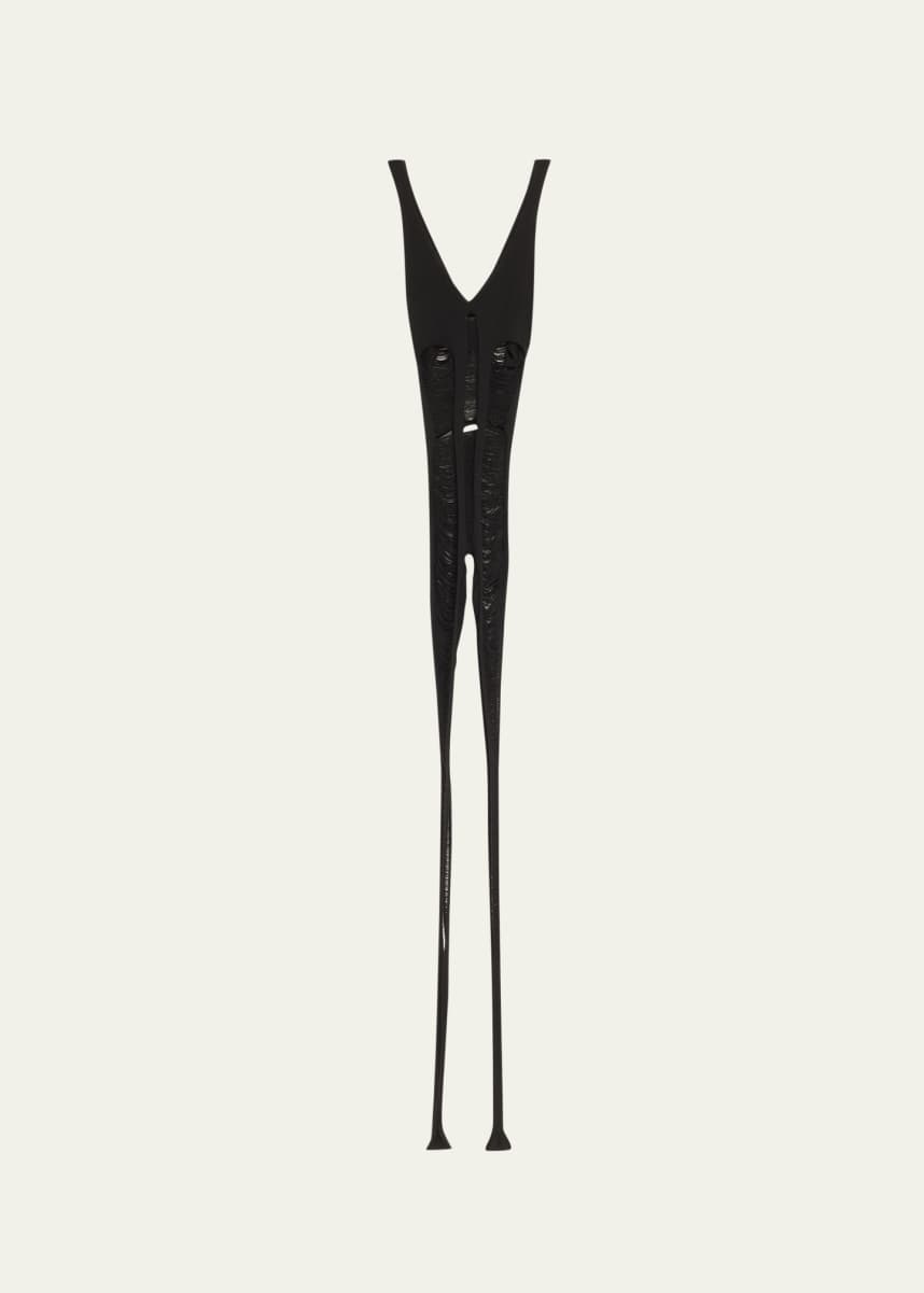 Rick Owens V-Neck Shredded Knit Tank Top