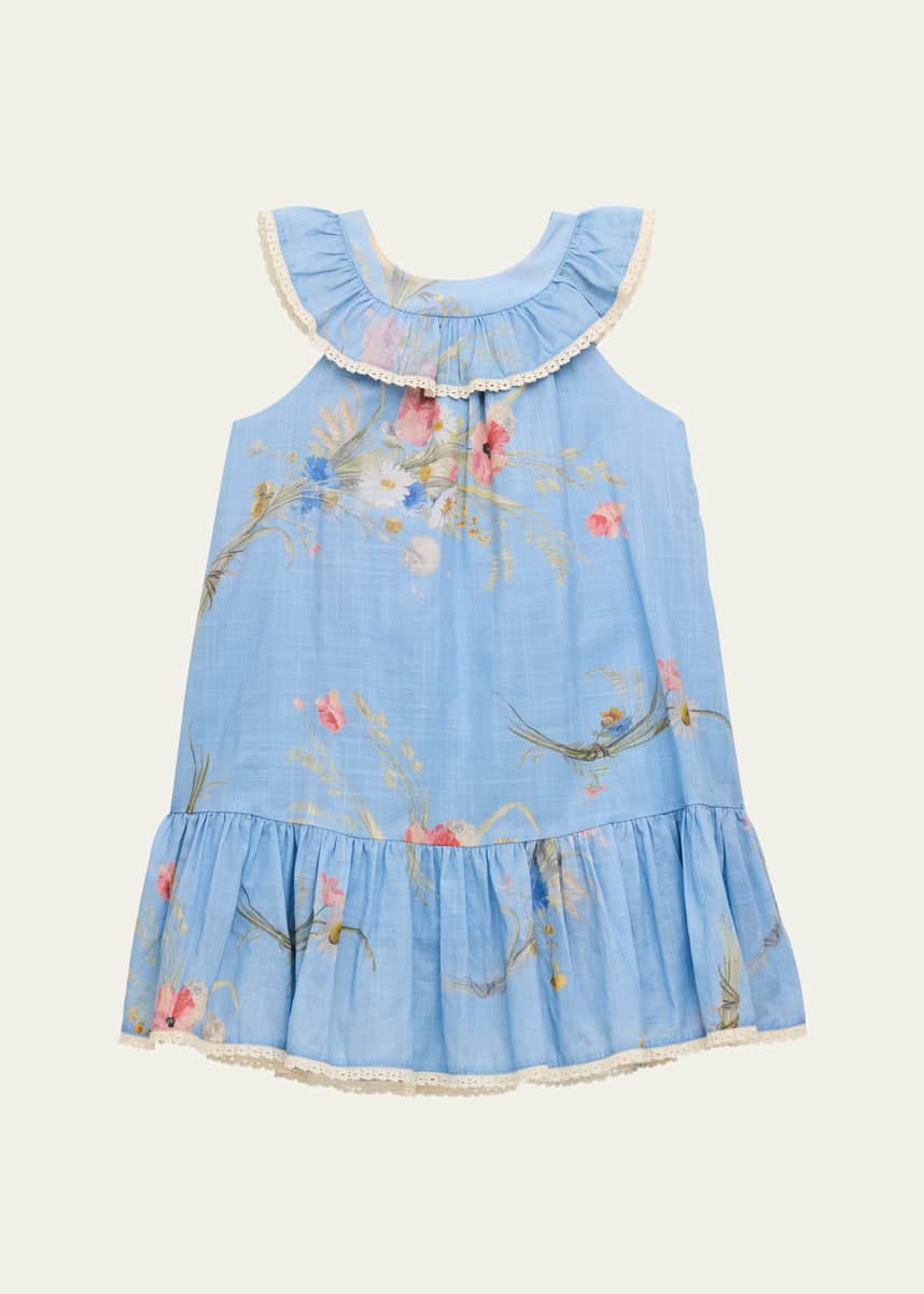 Zimmermann Girl's Lucky Kids Lattice-Trim Dress, Size 1-12